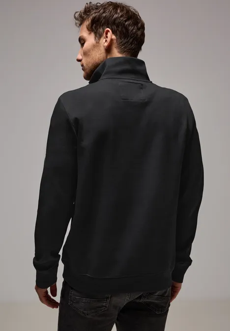 Sweat-shirt à col roulé avec fermeture éclair Black
