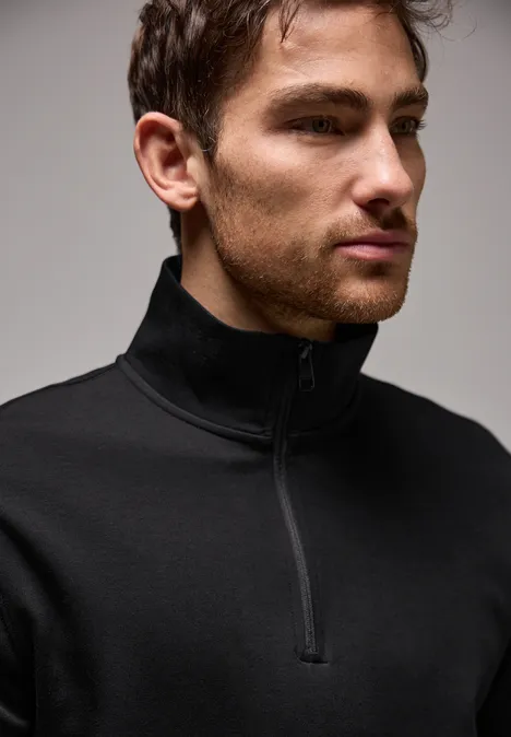Sweat-shirt à col roulé avec fermeture éclair Black