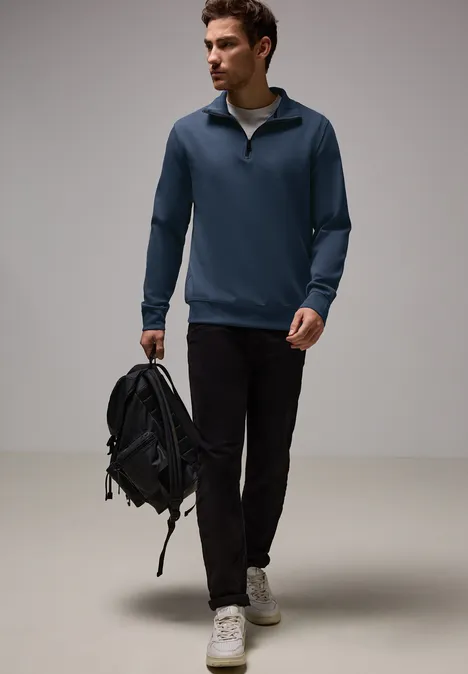 Sweat-shirt à col roulé avec fermeture éclair infinite blue