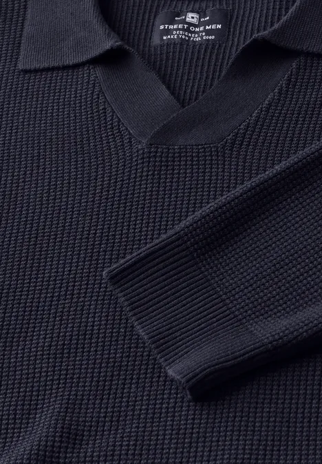 Struktur-Poloshirt night blue