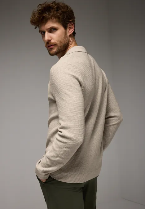 Struktur-Poloshirt granite beige