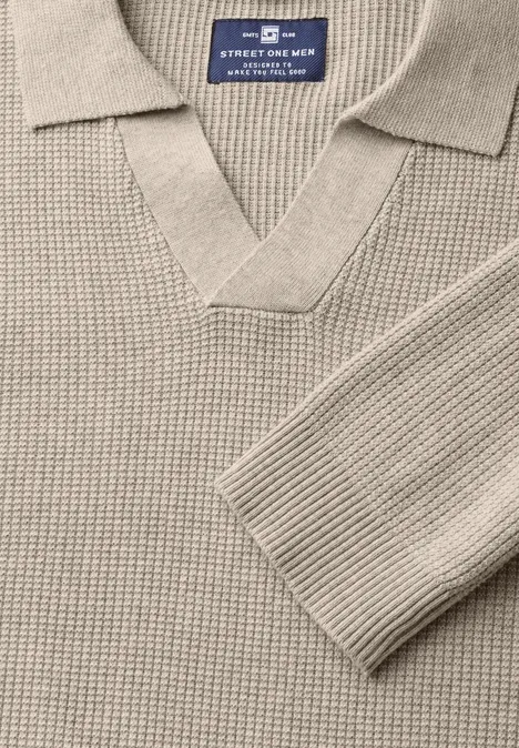 Struktur-Poloshirt granite beige