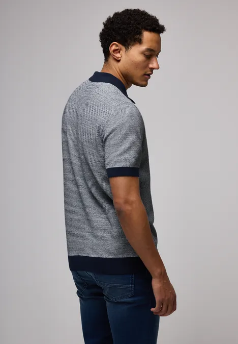 Tweekleurig gestructureerd poloshirt bold blue