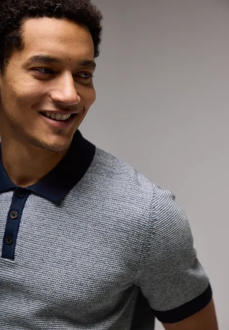 Tweekleurig gestructureerd poloshirt bold blue
