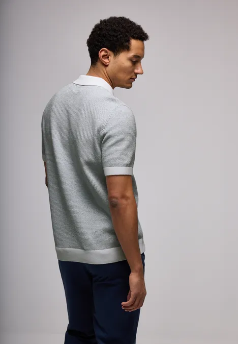 Tweekleurig gestructureerd poloshirt silver green