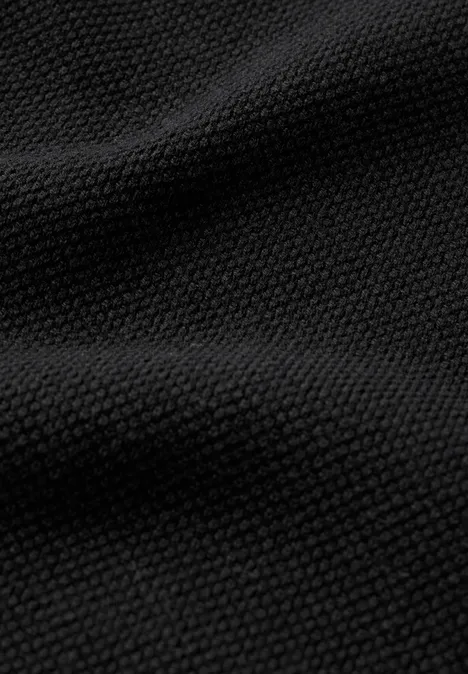 Zipped Struktur Poloshirt Black