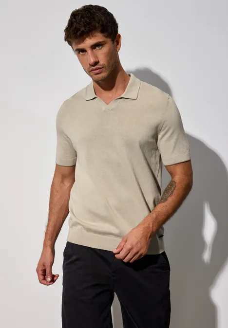 Jersey poloshirt sandstone beige