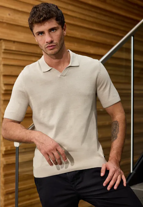 Jersey poloshirt sandstone beige