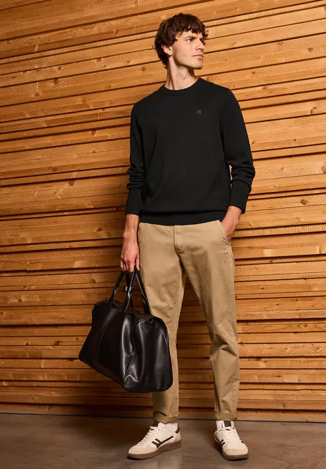 Basic Baumwoll Pullover Black