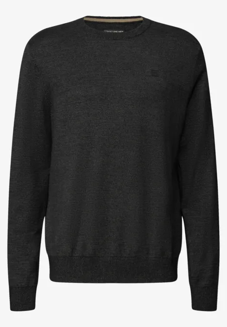 Basic Baumwoll Pullover anthra grey melange