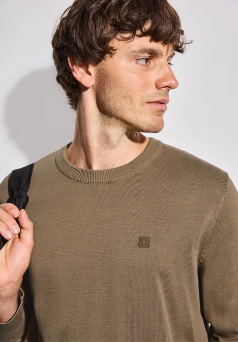 Basic Baumwoll Pullover dull brown
