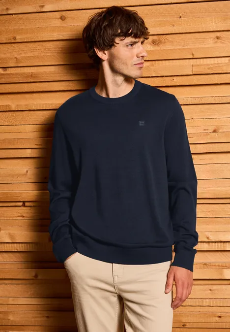 Basic Baumwoll Pullover nightside blue
