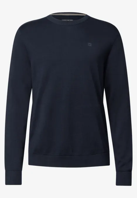Basic Baumwoll Pullover nightside blue