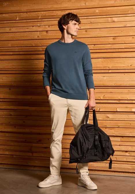 Basic Baumwoll Pullover dusk blue