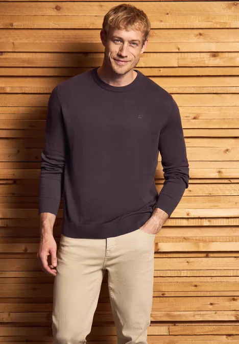 Basic Baumwoll Pullover bordeaux red