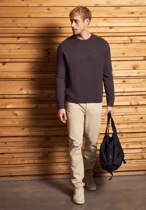 Basic Baumwoll Pullover bordeaux red