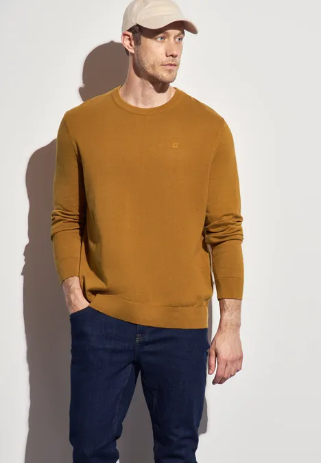Basic Baumwoll Pullover golden yellow
