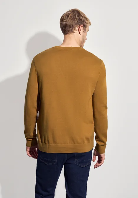 Basic Baumwoll Pullover golden yellow