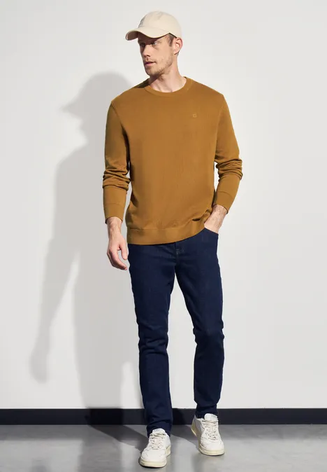Basic Baumwoll Pullover golden yellow