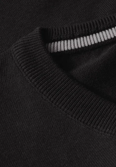 Basic V-Neck Strickpullover Black