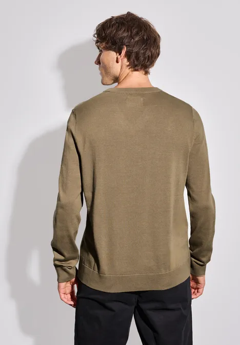 Basic V-Neck Strickpullover dull brown
