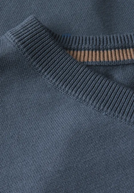 Basic V-Neck Strickpullover dusk blue