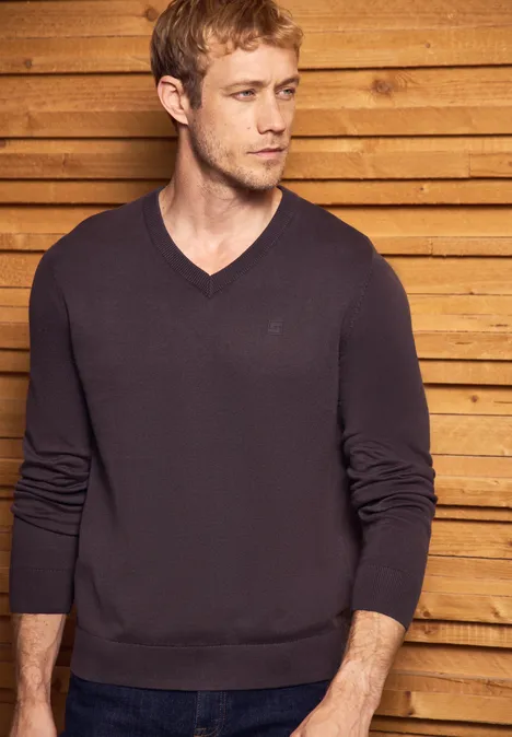 Basic V-Neck Strickpullover bordeaux red