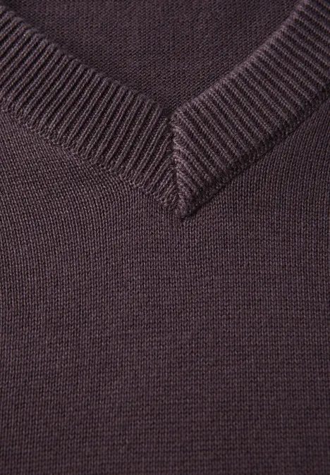 Basic V-Neck Strickpullover bordeaux red
