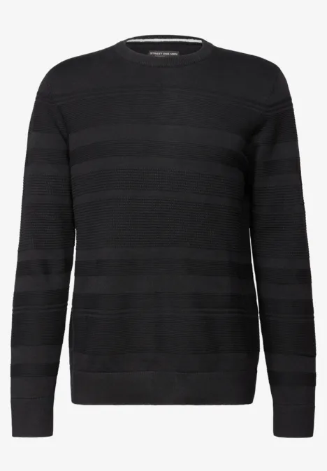 Strukturstreifen Pullover Black