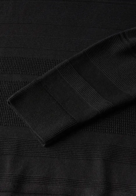 Strukturstreifen Pullover Black