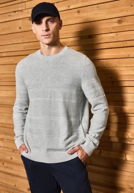 Strukturstreifen Pullover frost grey melange