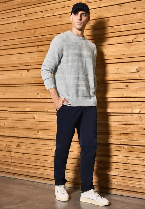 Strukturstreifen Pullover frost grey melange