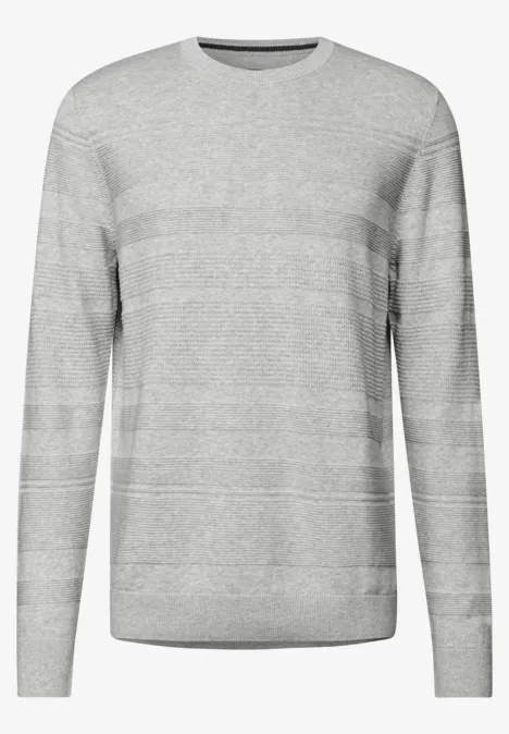 Strukturstreifen Pullover frost grey melange