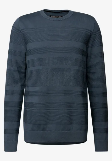 Strukturstreifen Pullover dusk blue