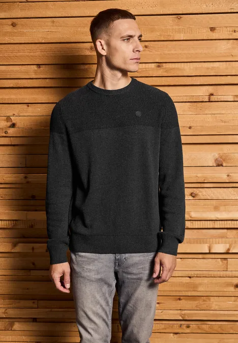 Pull au look two-tone anthra grey melange