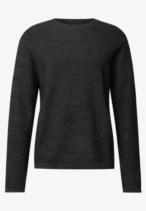 Rundhals Strukturpullover anthra grey melange