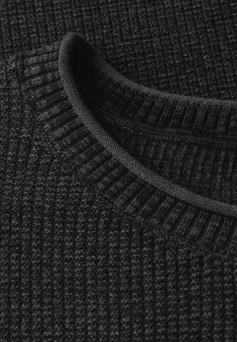 Rundhals Strukturpullover anthra grey melange