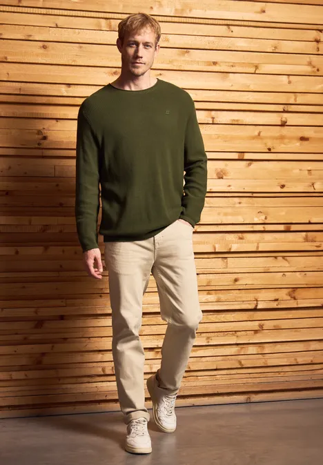Pull à col rond structuré vintage green