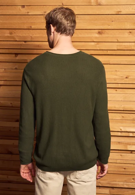 Rundhals Strukturpullover vintage green