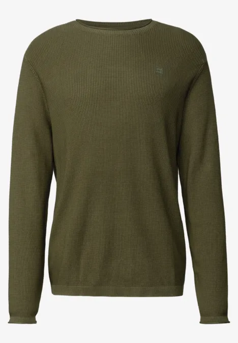 Rundhals Strukturpullover vintage green