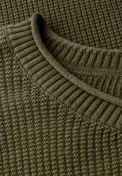 Rundhals Strukturpullover vintage green