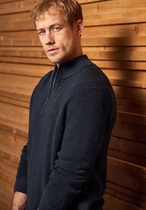 Baumwollpullover mit Zipper night blue
