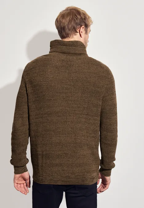 Two Tone Funnelneck Pullover ash brown