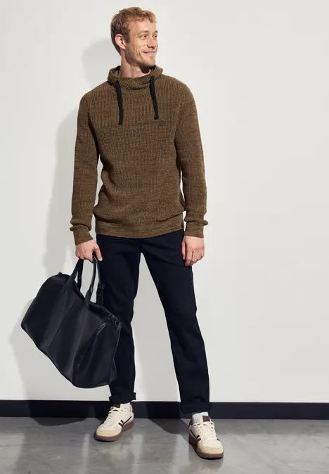 Two Tone Funnelneck Pullover ash brown