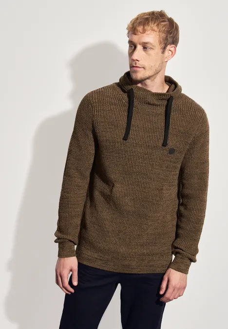 Two Tone Funnelneck Pullover ash brown