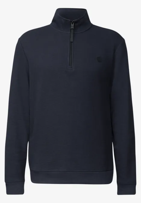 Strukturpullover mit Troyer night blue