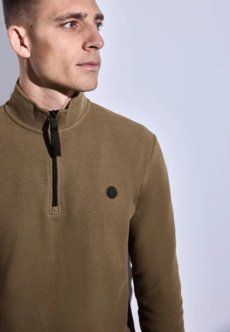 Trui met structuur en troyer ash brown