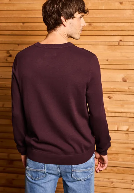 Basic V-Neck Strickpullover vintage red
