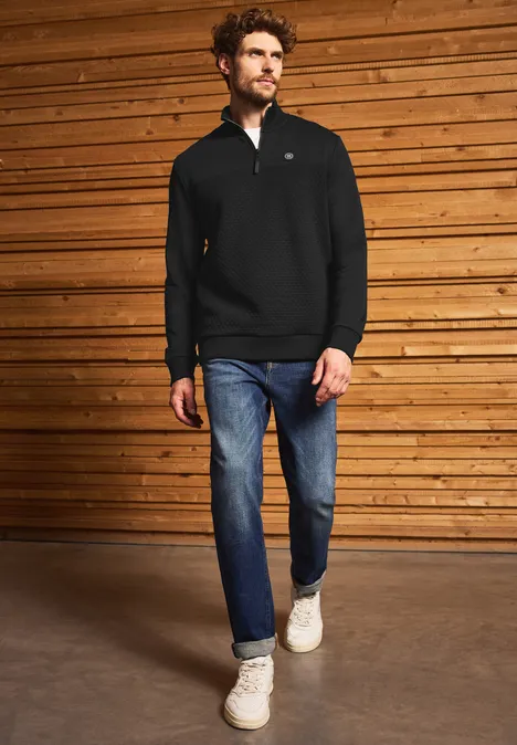 Troyer Strukturpullover Black