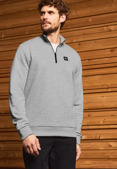 Troyer Strukturpullover warm grey melange